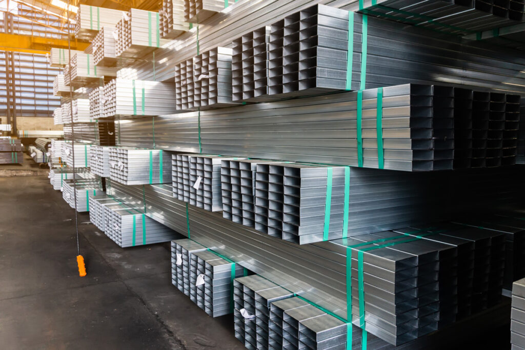 Stacks of aluminum in an El Paso warehouse.