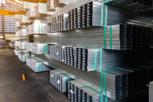 Stacks of aluminum in an El Paso warehouse.
